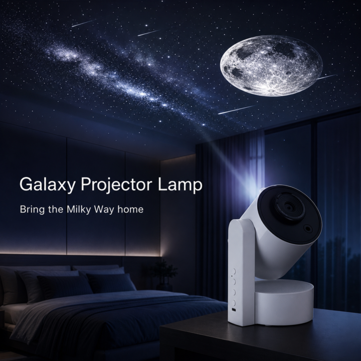 Galaxy projector lamp with interchangeable sky slides