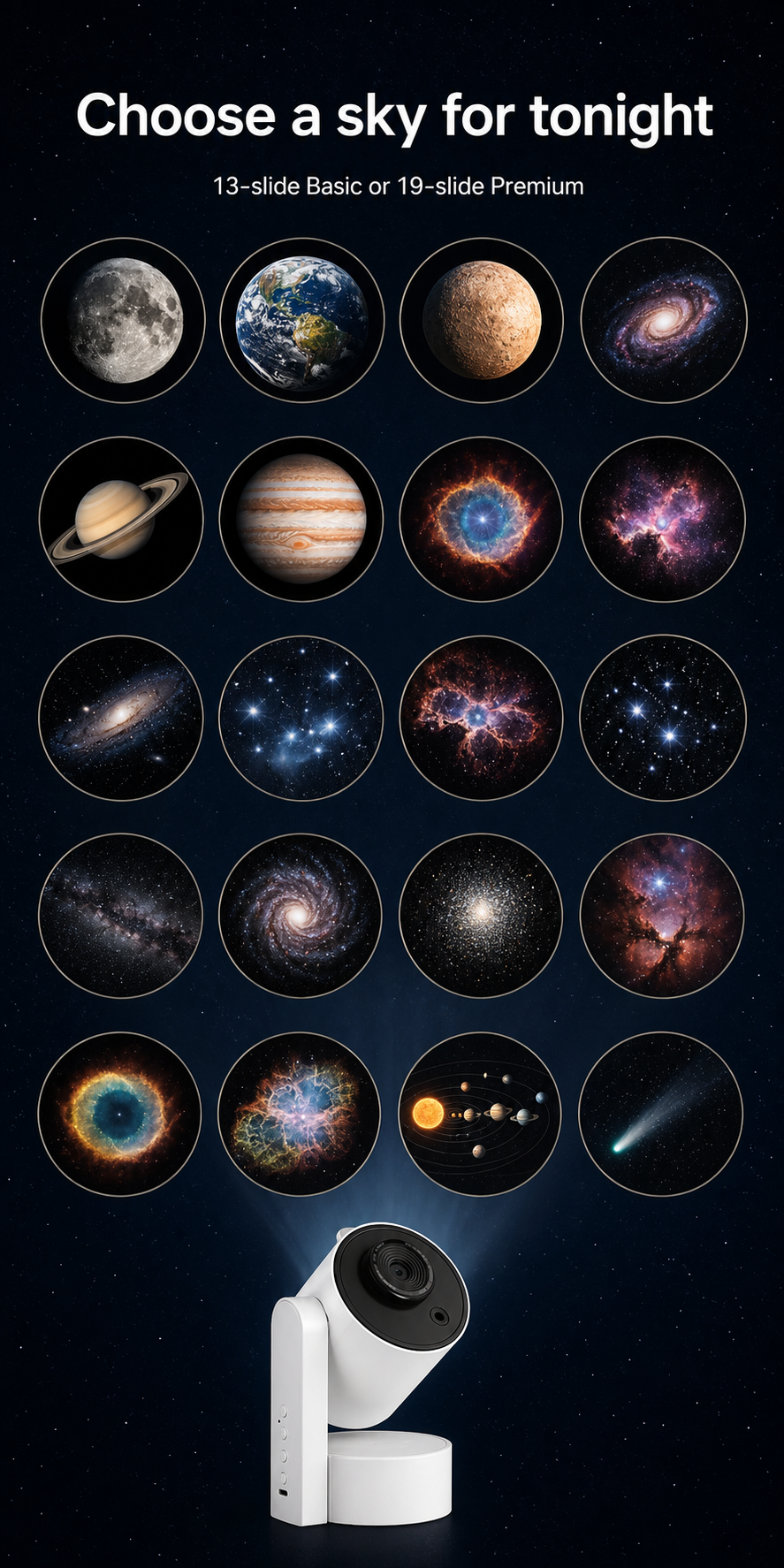 Selection of interchangeable projection slides